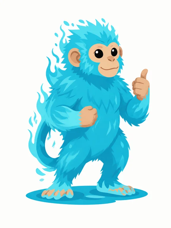 Same turquoise flame monkey redrawn in a new pose 4
