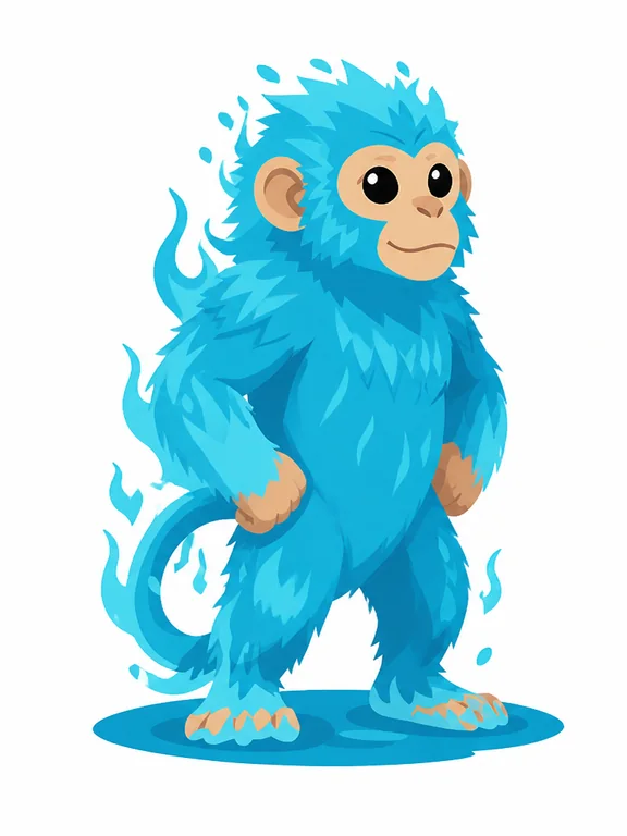 Same turquoise flame monkey redrawn in a new pose 5