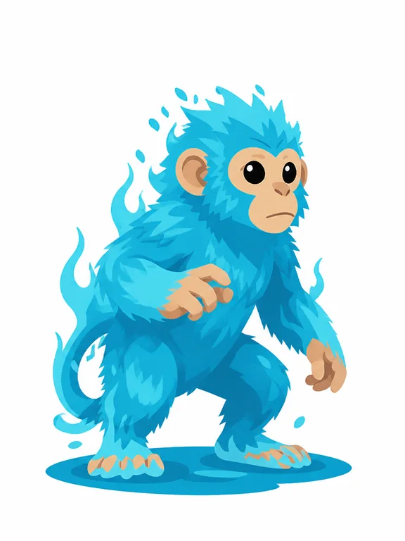 Same turquoise flame monkey redrawn in a new pose 6