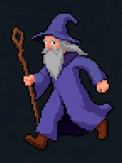 AI-generated wizard character in a dynamic action pose