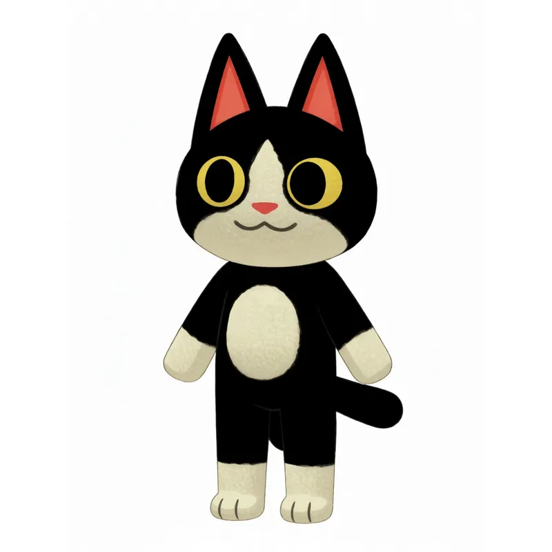 Front view of the cartoon cat, full body example