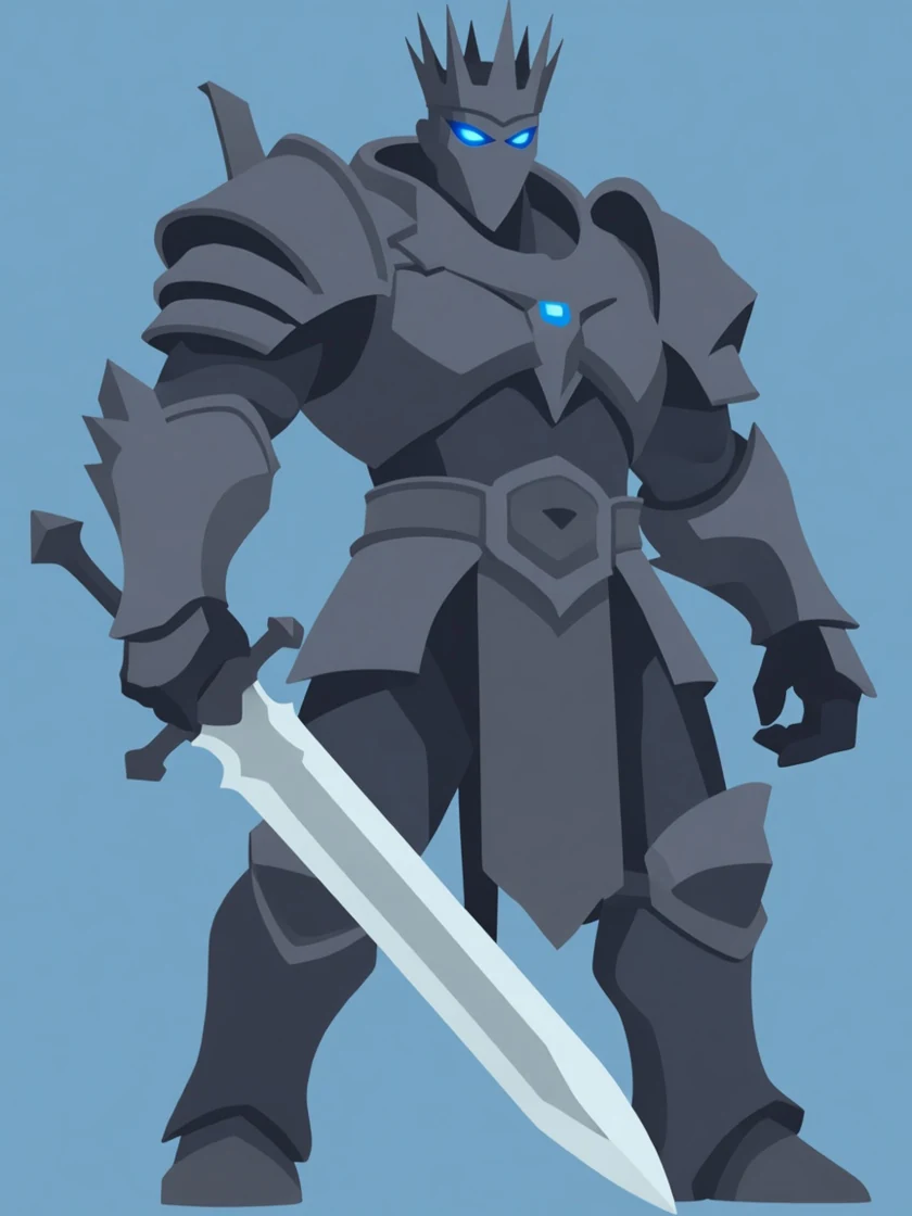 EZ Flat Color conversion — rendered armour, dark fantasy knight